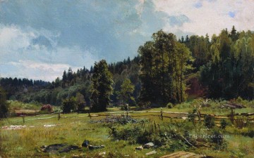 風景 Painting - 森の端の草原 シヴェルスカヤ 1887 古典的な風景 イワン・イワノビッチの木々